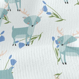 Cute Deer With Blue Flowers Stretch Jersey