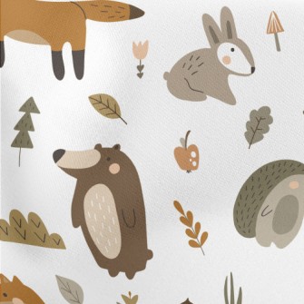 Cute Animals Living Together Lightweight Cotton Poplin