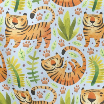Tiger In Tropical Plants Lightweight Cotton Poplin
