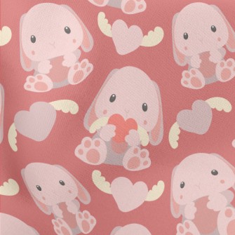 Pink Rabbit Holding A Toy In H Lightweight Cotton Poplin