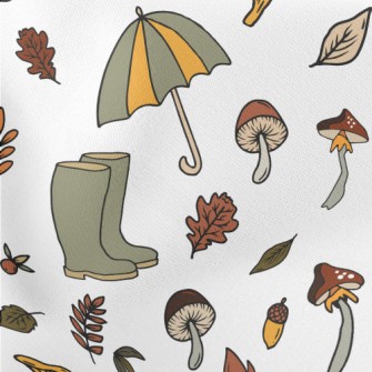 Picking Mushrooms In The Autum Lightweight Cotton Poplin