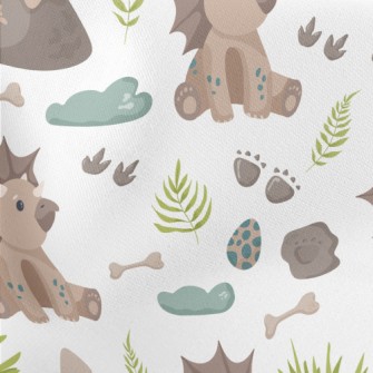 Footprints Left By Baby Dinosa Lightweight Cotton Poplin