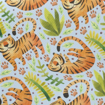 Tiger In Tropical Plants Midweight Cotton Poplin