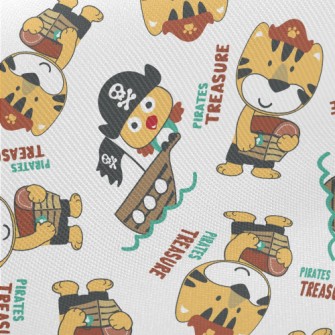 Pirate Animals On A Boat Midweight Cotton Poplin