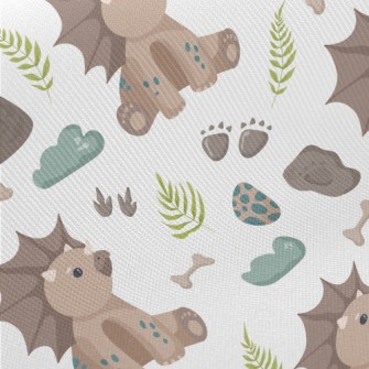 Footprints Left By Baby Dinosa Midweight Cotton Poplin