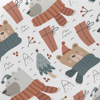 Happy Bear Ready For Christmas Midweight Cotton Poplin