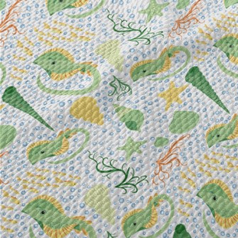 Stingray And Shells In The Sea Birdseye Piqué