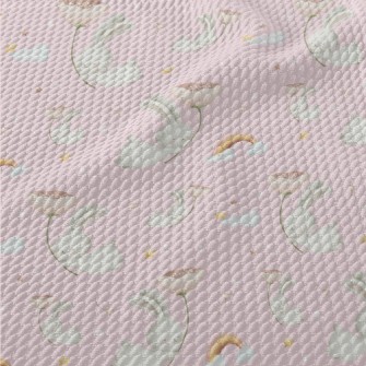 Flying Rabbit Holding Flowers Birdseye Piqué