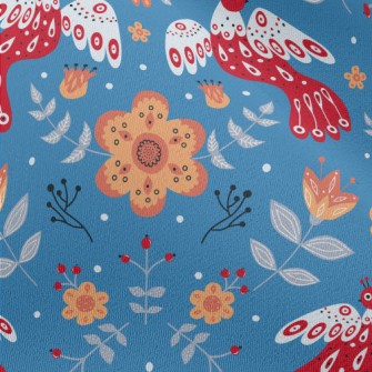 Flowers And Red Birds Chiffon