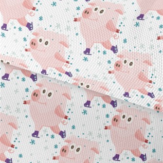 Pink Pig Skating In Winter Waterproof Oxford
