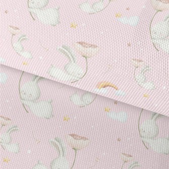 Flying Rabbit Holding Flowers Waterproof Oxford