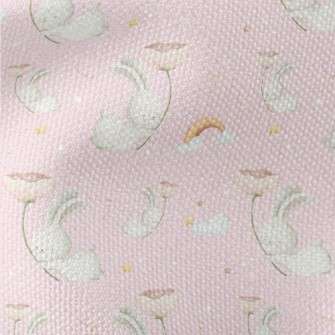 Flying Rabbit Holding Flowers Waterproof Canvas