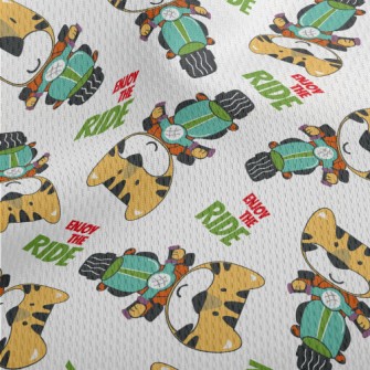 Cute Animals Riding Motorcycle Athletic Mesh Flat Back