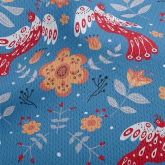 Flowers And Red Birds Athletic Mesh Flat Back