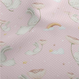 Flying Rabbit Holding Flowers Athletic Mesh Flat Back