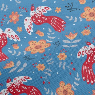 Flowers And Red Birds Performance Linen