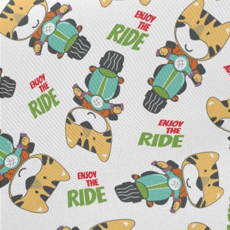 Cute Animals Riding Motorcycle Twill
