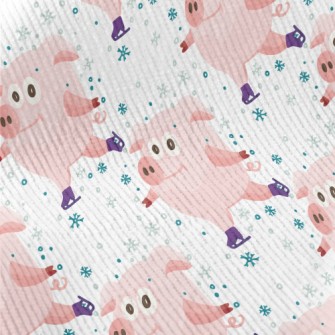 Pink Pig Skating In Winter Standard Corduroy