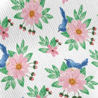 Pink Flowers And Blue Bird Standard Corduroy