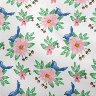 Pink Flowers And Blue Bird Dobby