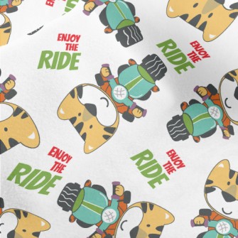 Cute Animals Riding Motorcycle Micro Fleece