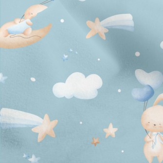 Rabbit Sitting On The Moon Micro Fleece