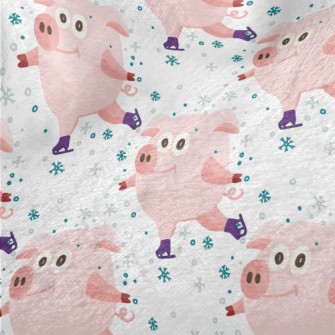 Pink Pig Skating In Winter Minky