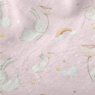 Flying Rabbit Holding Flowers Minky