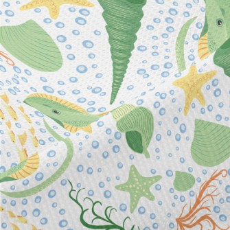 Stingray And Shells In The Sea Piqué