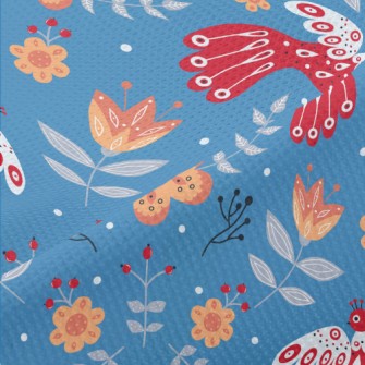 Flowers And Red Birds Piqué