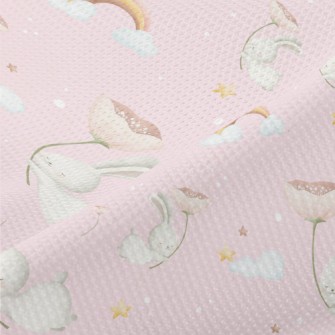 Flying Rabbit Holding Flowers Piqué