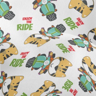 Cute Animals Riding Motorcycle Lightweight Performance Linen