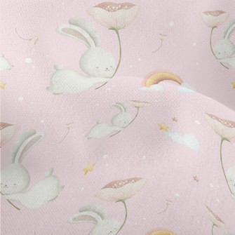 Flying Rabbit Holding Flowers Lightweight Performance Linen