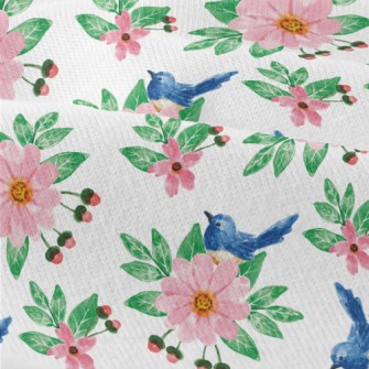 Pink Flowers And Blue Bird Modern Jersey