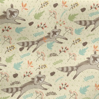 Happy Raccoon Running Jersey Backed Fleece