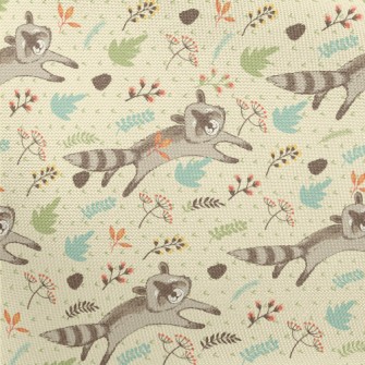 Happy Raccoon Running Pongee