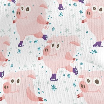 Pink Pig Skating In Winter Stretch Jersey