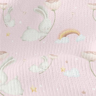 Flying Rabbit Holding Flowers Stretch Jersey