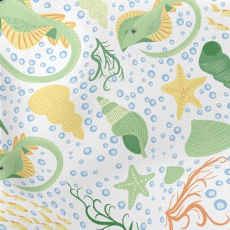 Stingray And Shells In The Sea Lightweight Cotton Poplin