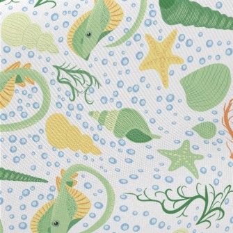 Stingray And Shells In The Sea Midweight Cotton Poplin