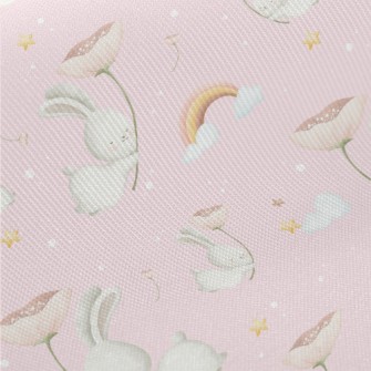 Flying Rabbit Holding Flowers Midweight Cotton Poplin