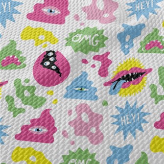 Hand Drawn Colorful Monsters Birdseye Piqué
