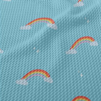 Hand Drawn Beautiful Rainbow Birdseye Piqué