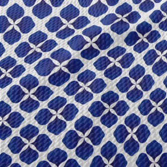 Abstract Blue Flowers Birdseye Piqué