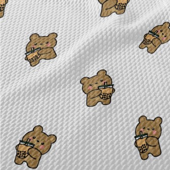 Cute Bear Loves Bubble Milk Birdseye Piqué