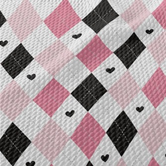 Black Pink Cute Diamond Birdseye Piqué