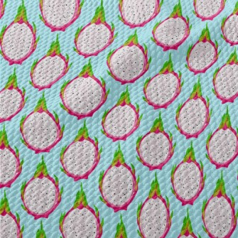 Hand Drawn Dragon Fruit Cross  Birdseye Piqué