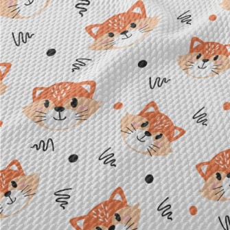 Cute Cartoon Fox Birdseye Piqué
