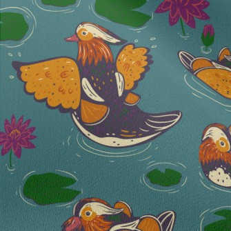 Hand Drawn Mandarin Ducks And  Chiffon