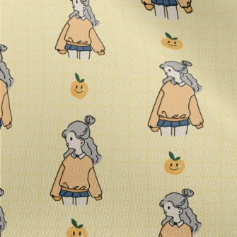 Cute Girl Illustration Chiffon